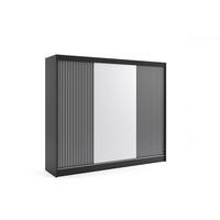 KLEIDERSCHRANK VILAN mit Lamel/LED - 250 cm - Schwarz - Schwarz, Holzwerkstoff (250/215/61cm) - ALTDECOR