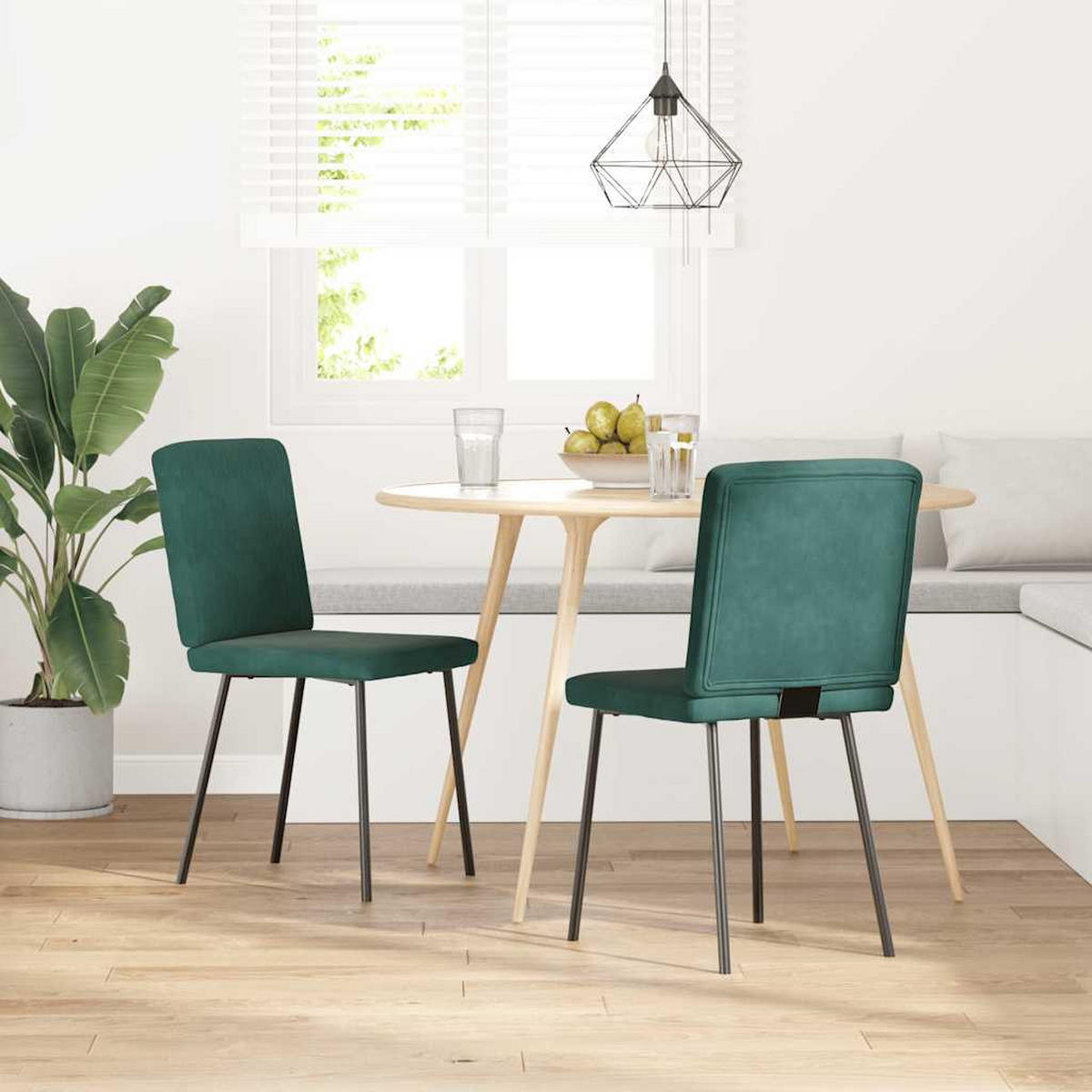 ESSZIMMERSTÜHLE 2 Stk. Dunkelgrün Samt 45*54*83cm - Grün, Metall (45/83/54cm) - ZMH
