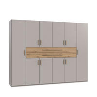 SKŘÍŇ S OTOČNÝMI DVEŘMI B270/H208/T58 cm, béžovo-šedá, šatní skříň se 2 velkými zásuvkami a úchytkami v dekoru dub Artisan / 22642 - šedobéžová/dub artisan, kompozitní dřevo/plast (270/208/58cm) - luma-home