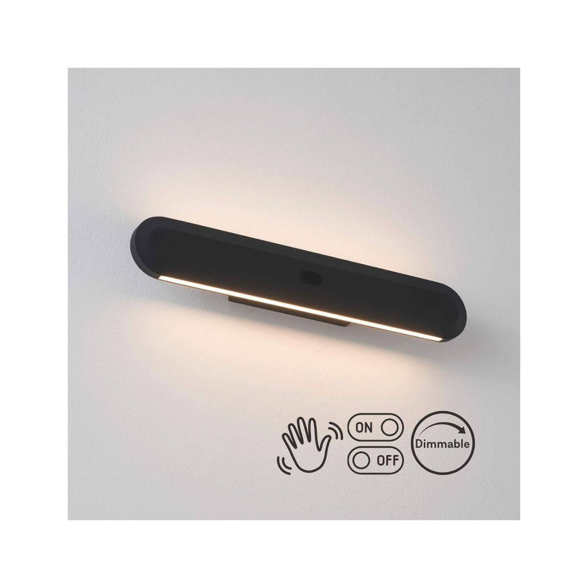WANDLEUCHTE Aika, Schwarz, 48cm, Dimmbar - Schwarz, Metall (6/8/48cm) - KOSILUM