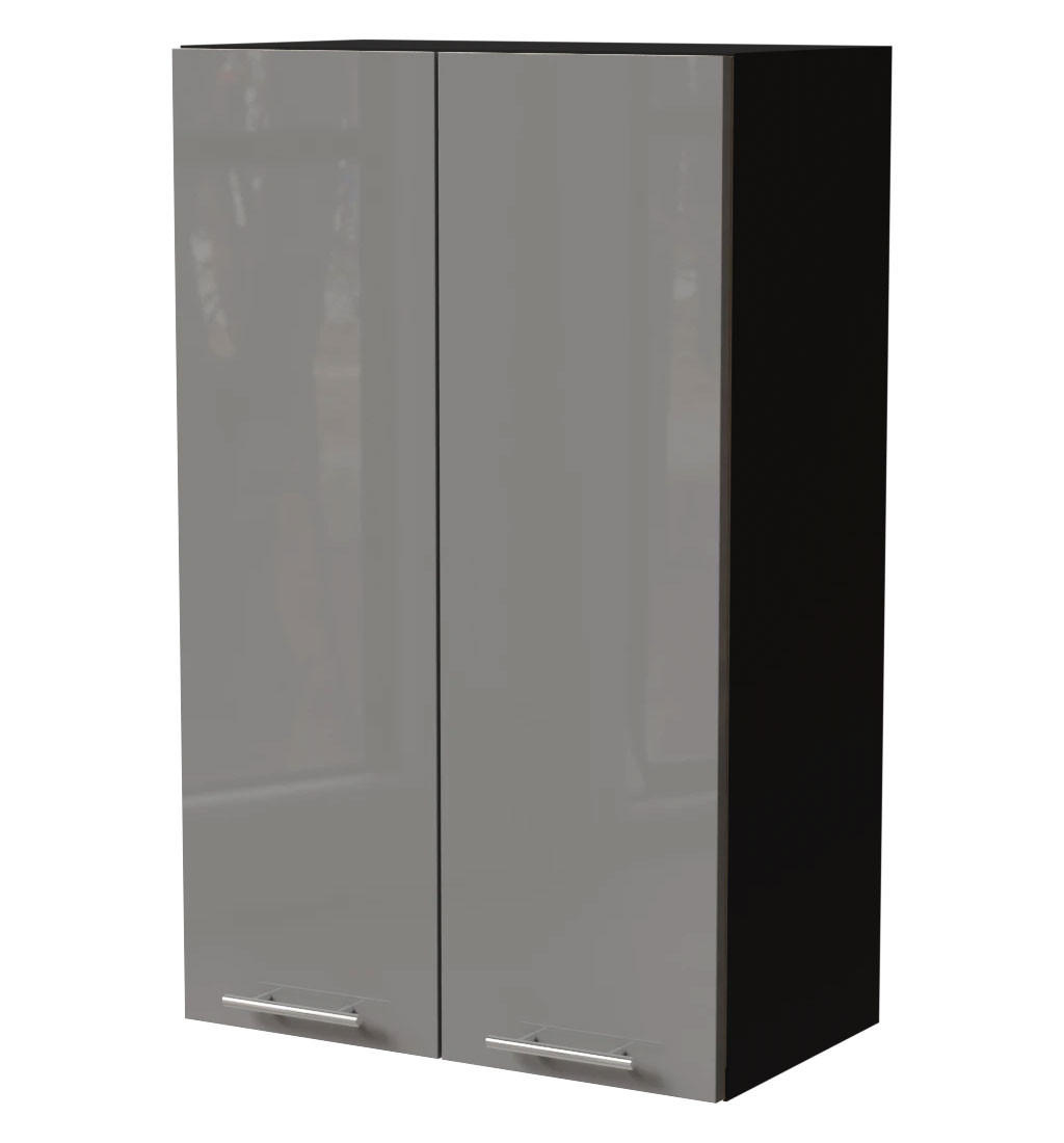 KÜCHENHÄNGESCHRANK Essen W4/60 Grau Hochglanz / Schwarz Matt 60 / 32,5 / 96cm - Schwarz/Grau, Holz/Holzwerkstoff (60/96/32.5cm) - Feldmann-Wohnen