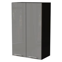 KÜCHENHÄNGESCHRANK Essen W4/60 Grau Hochglanz / Schwarz Matt 60 / 32,5 / 96cm - Schwarz/Grau, Holz/Holzwerkstoff (60/96/32.5cm) - Feldmann-Wohnen