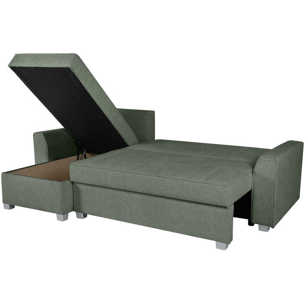 ECKSCHLAFSOFA Teramo grün - Schwarz/Grün, Kunststoff/Textil (235/150cm) - Beautysofa