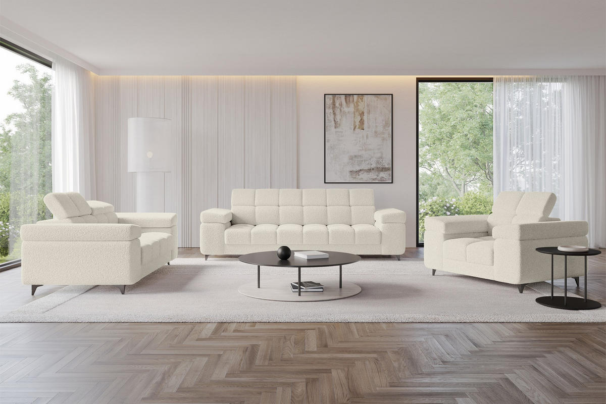 SOFA 2-Sitzer LORD-S1 194x97x90 cm Beige Bouclé - Beige, Holzwerkstoff/Textil (194/90/97cm) - ALTDECOR