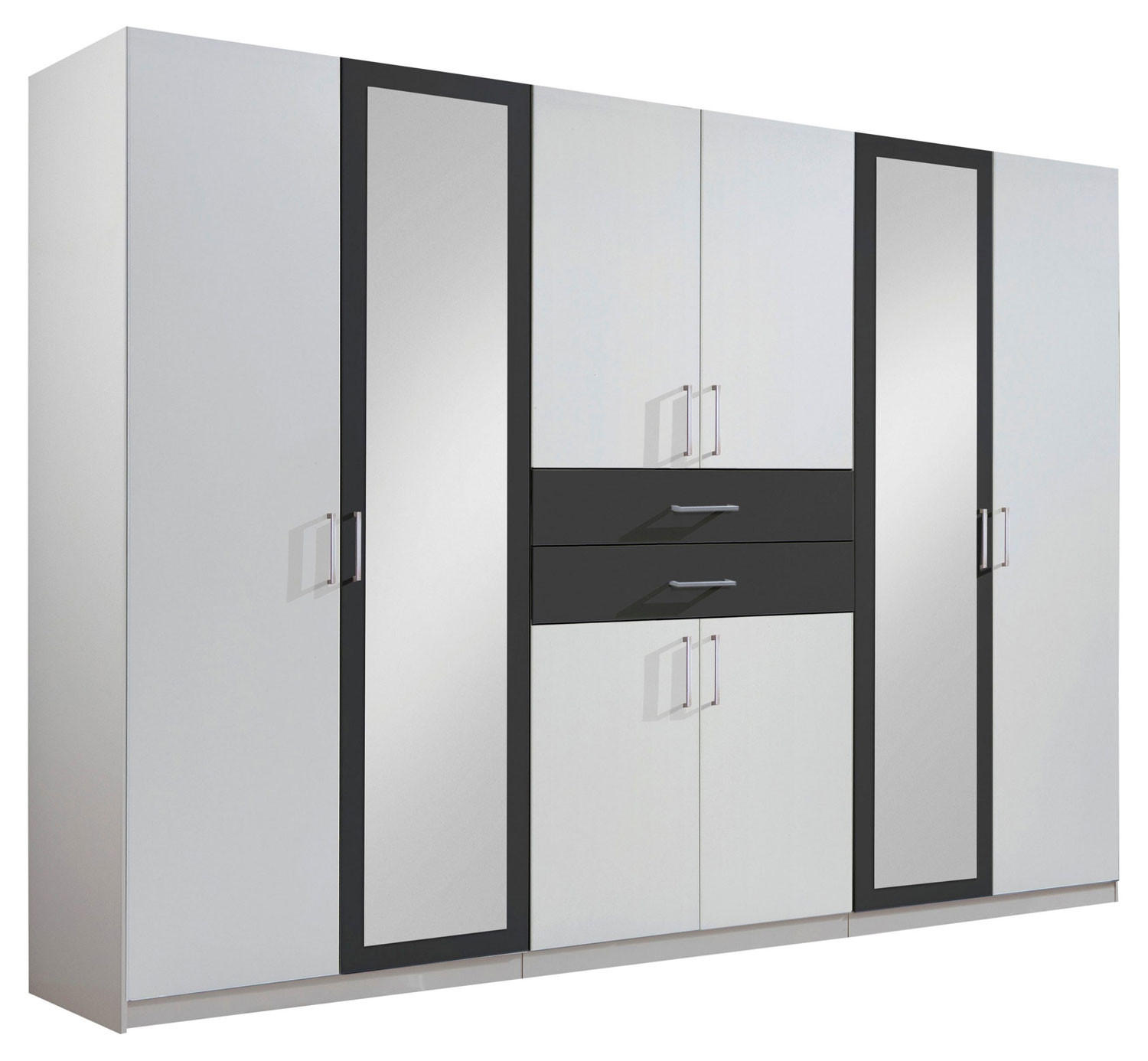 KLEIDERSCHRANK Diver weiß / graphit 270 / 58 / 207cm - Graphitfarben/Weiß, Holz/Holzwerkstoff (270/207/58cm) - Wimex