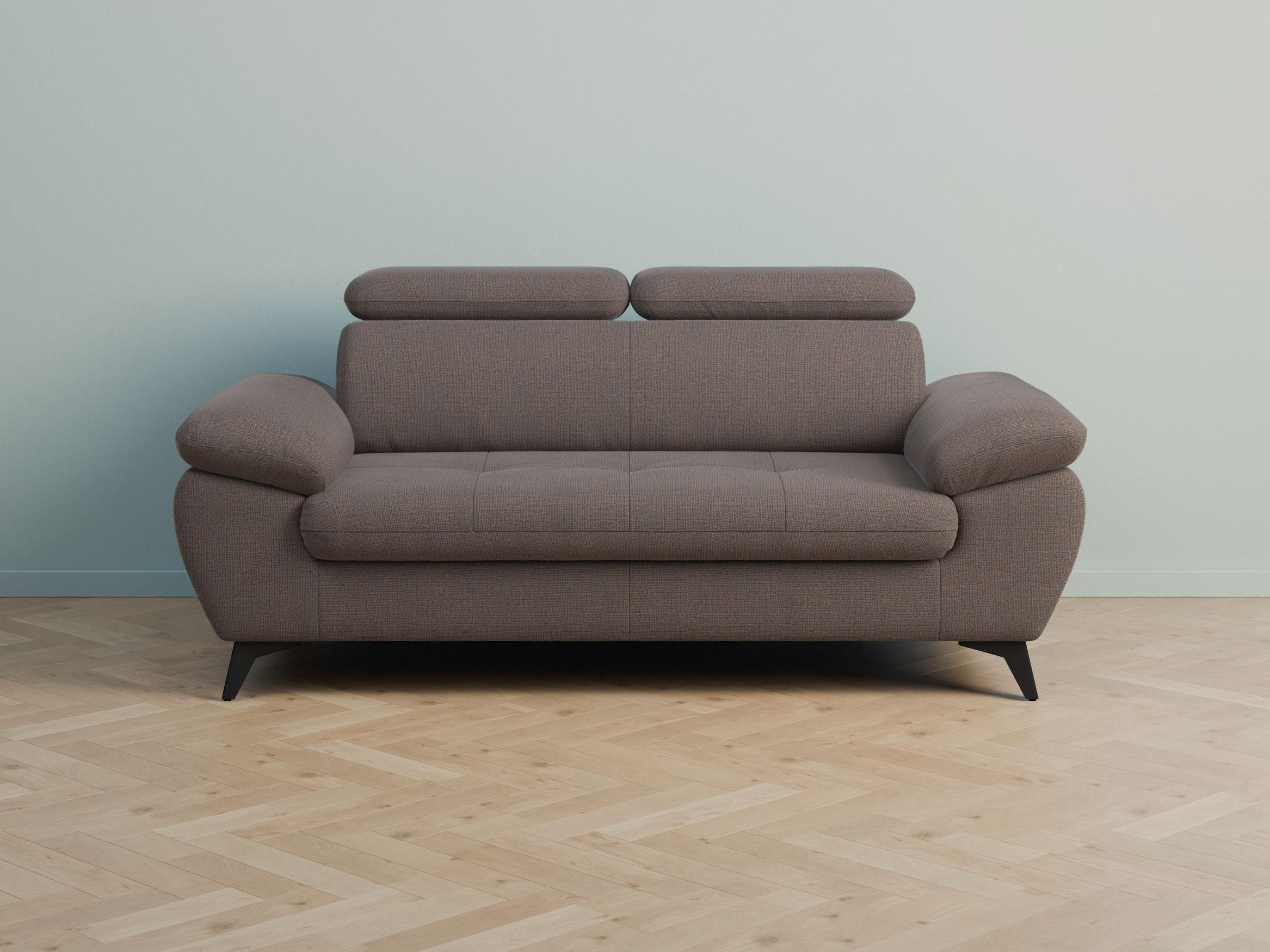 2,5-SITZER Karlstad Chenille Braun verstell. Kopfstützen B 194 cm - Graubraun, Kunststoff/Textil (194/84/100cm) - foamnova