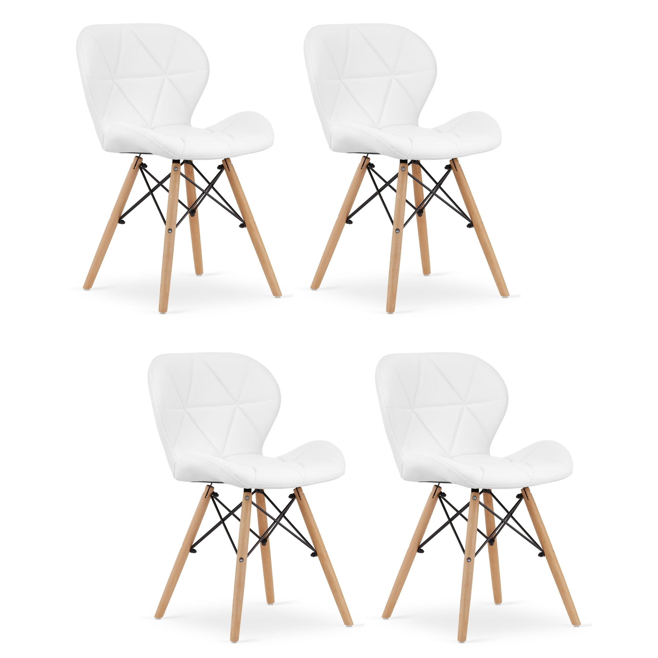STUHL AMATRICE 4-er Set, Weiß Polsterung aus Kunstleder - Weiß, Holz/Kunststoff (48/74/53cm) - Komodee