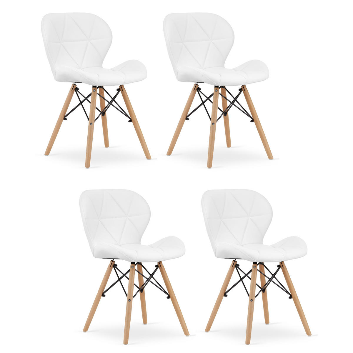 STUHL AMATRICE 4-er Set, Weiß Polsterung aus Kunstleder - Weiß, Holz/Kunststoff (48/74/53cm) - Komodee