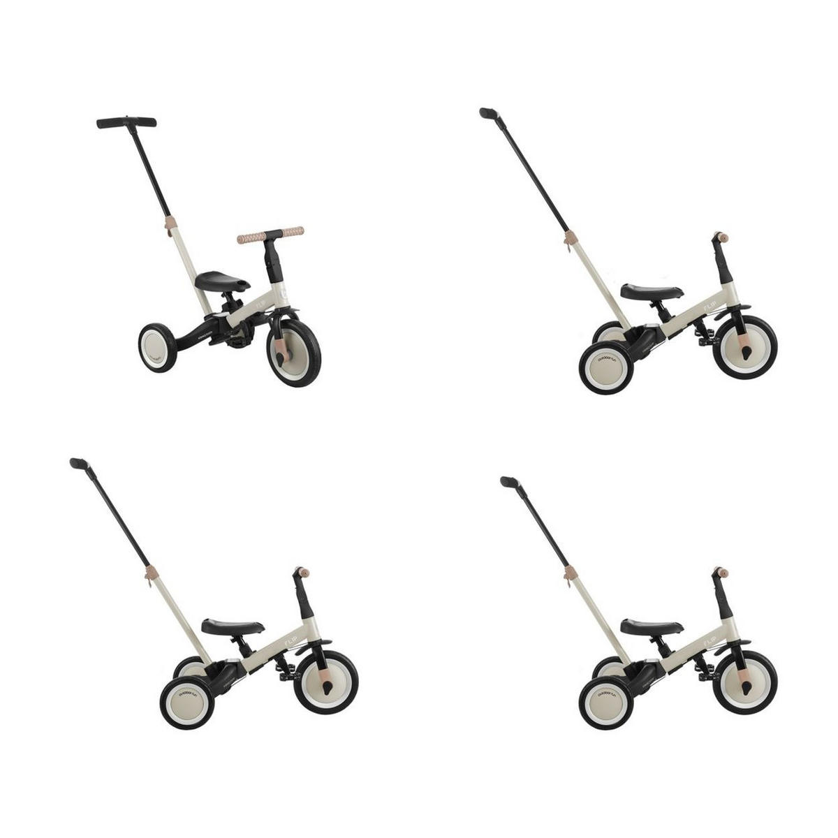 DREIRAD Flip 5 in 1 beige Stahlrahmen, rutschfeste Griffe, verstellbar - Beige, Metall (69/45/78cm) - Kikka boo