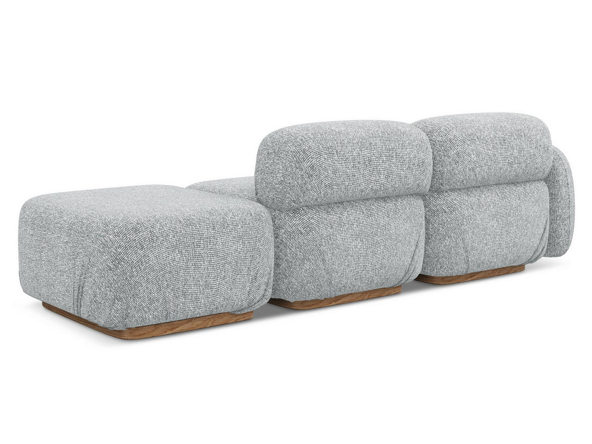 3-SITZER SOFA Rechts Strukturstoff Stoff Grau - Silberfarben/Braun, Holz/Textil (258/73/95cm) - Makamii