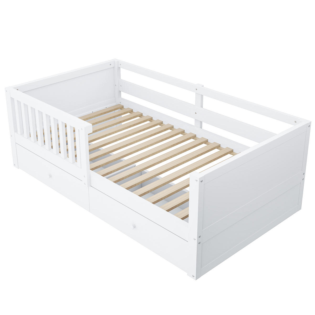 KINDERBETT 90/200 cm DE-32653 mit Doppelschubladen und LED Weiß - Weiß, Holz (90/200cm) - ComfortXL