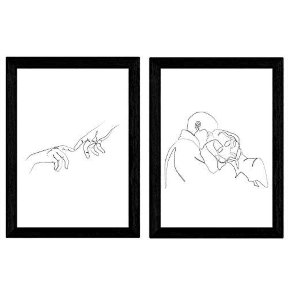 POSTER Set Mit 2 Single-Line Paar Umarmung & Hände A4 Rahmenlos - Klar, Papier (29.7/5/21cm) - Nacnic