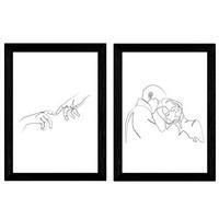 POSTER Set Mit 2 Single-Line Paar Umarmung & Hände A4 Rahmenlos - Klar, Papier (29.7/5/21cm) - Nacnic