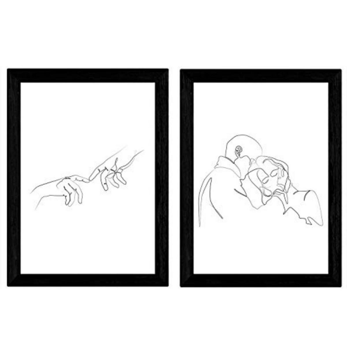 POSTER Set Mit 2 Single-Line Paar Umarmung & Hände A4 Rahmenlos - Klar, Papier (29.7/5/21cm) - Nacnic