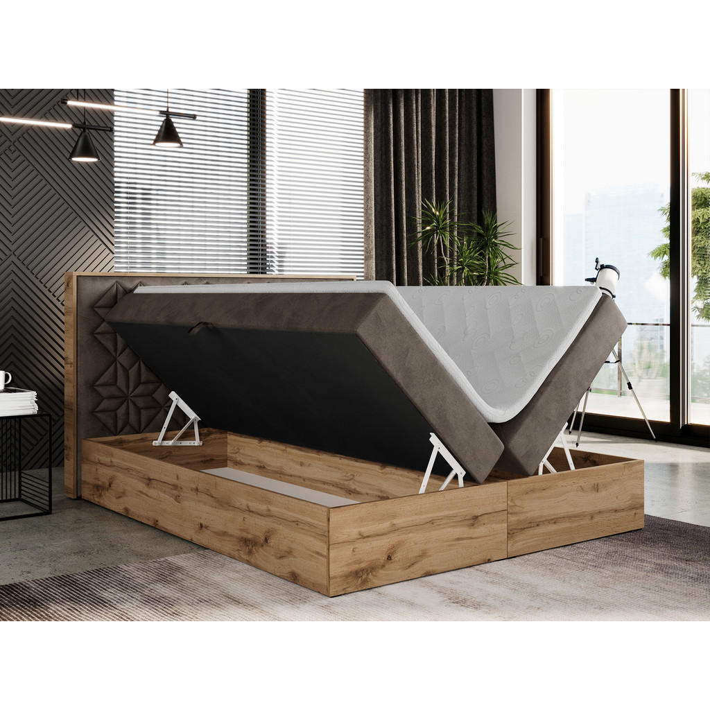 Thumbnail - MKS Boxbett, Braun, Textil, 2-Sitzer, H3, 7-Zonen, Rechteckig, 200x200 cm, Schlafzimmer, Betten, Boxspringbetten