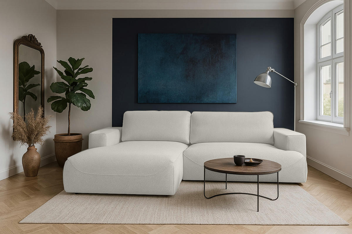 ECKSOFA LUNA mit Bettkasten und Schlaffunktion, Graphitfarben - Graphitfarben, Textil (195/271cm) - KS Home Concept