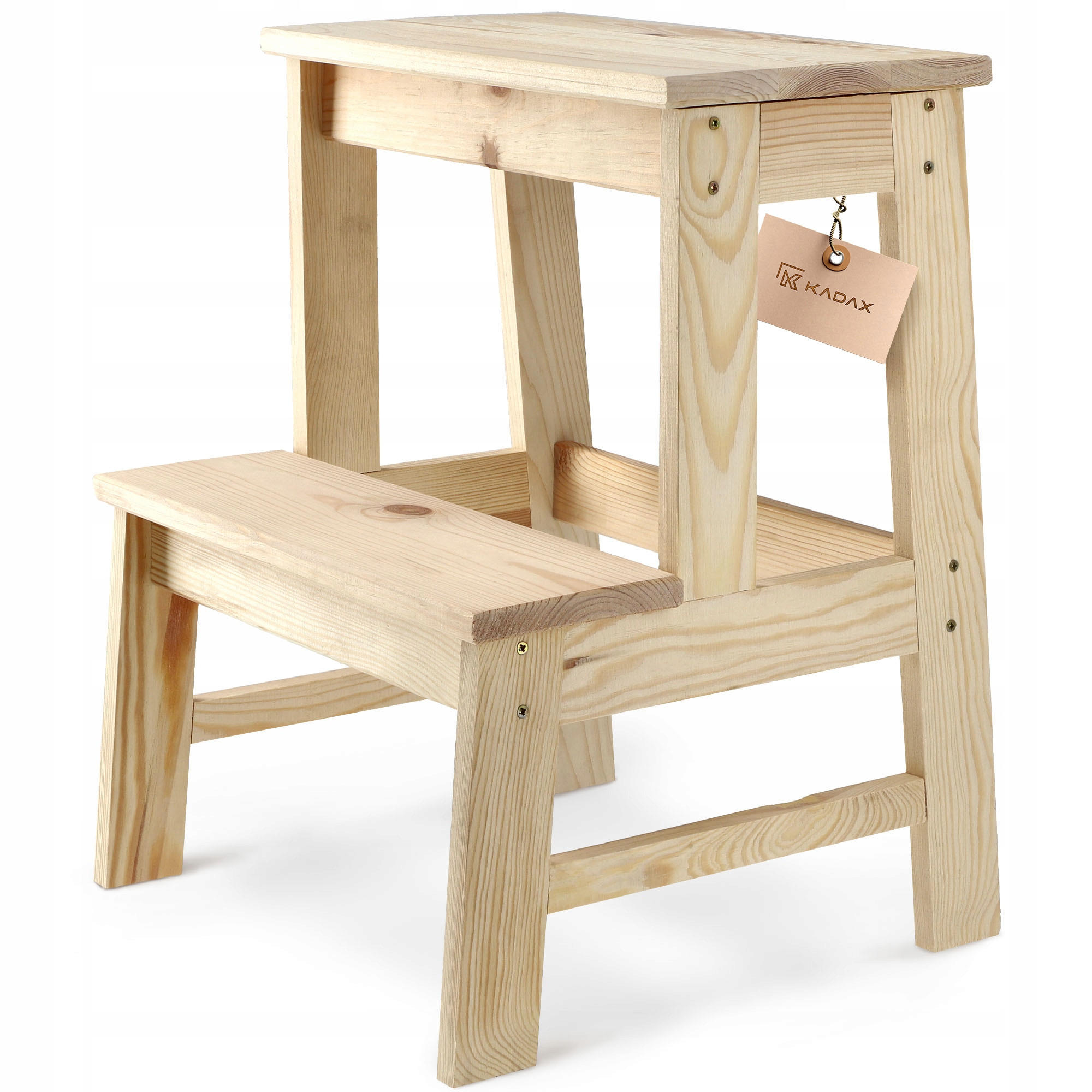 LEITERHOCKER aus Holz 40 x 50 cm - Naturfarben, Holz (40/35cm) - KADAX