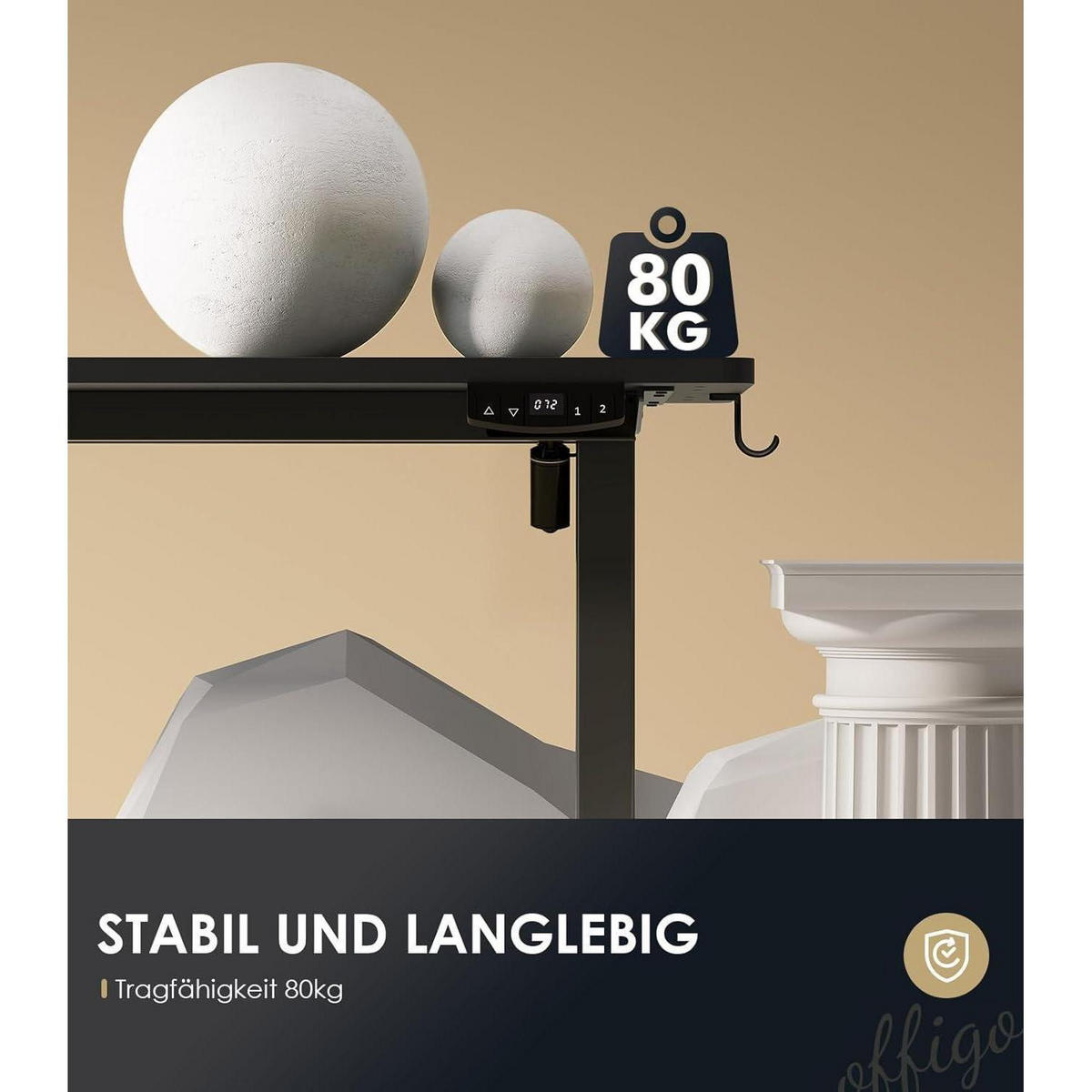 SCHREIBTISCH Höhenverstellbar Elektrisch 180 cm Schwarz mit USB und Memory Funktion - Schwarz, Holzwerkstoff (70/180/72cm)