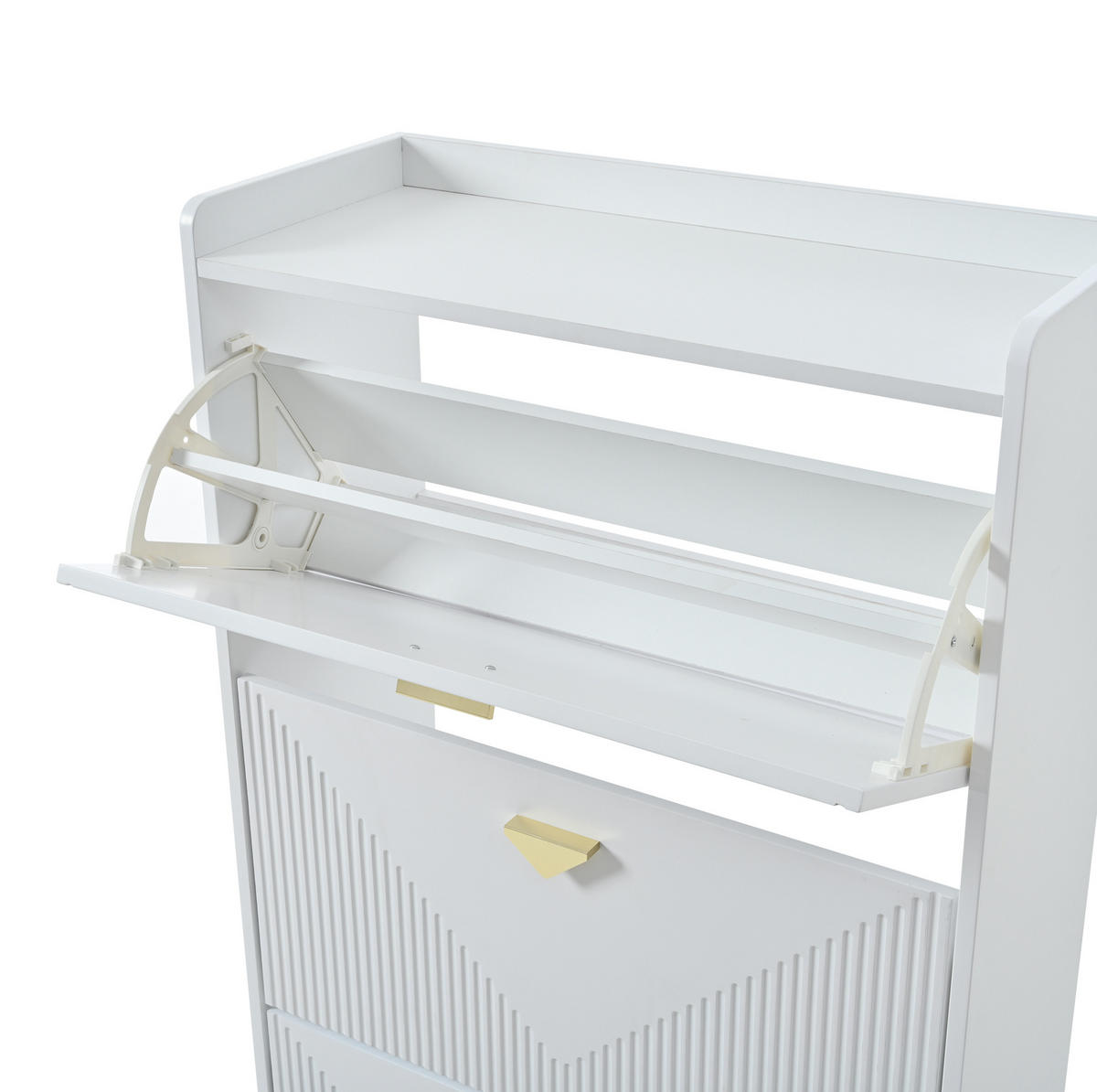 SCHUHSCHRANK aus MDF 70x30x120cm in Weiß mit 3 Klapptüren - Weiß, Holzwerkstoff (70/120/30cm) - Modfu