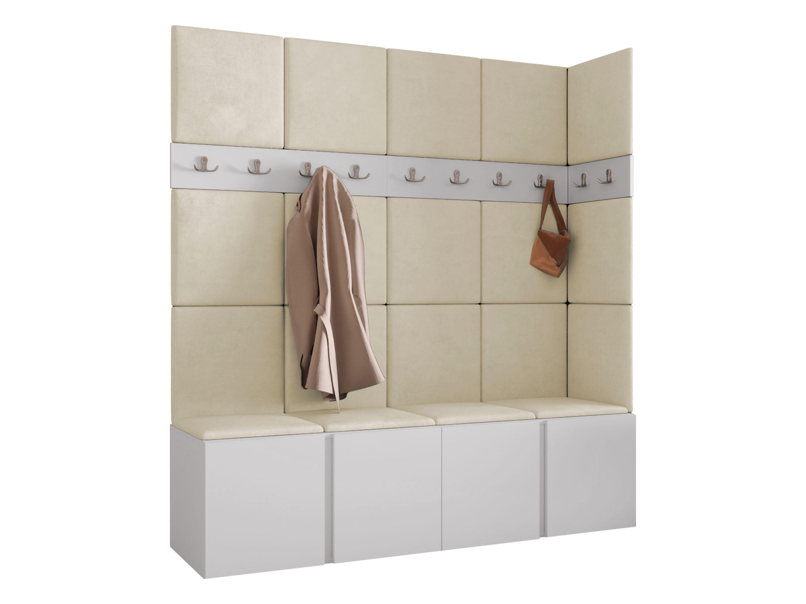 Mirjan24 Garderoben-Set Weiß, Beige 168x186x46 cm