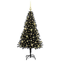 WEIHNACHTSBAUM 75/75/150 cm Schwarz PVC - Schwarz, Kunststoff (150cm) - vidaXL