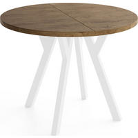 ESSTISCH Vero Weiß rund ausziehbar verlängerbar, Eiche Braun Rustikal 90-190/90/77 cm - Alteiche/Weiß, Holz/Holzwerkstoff (90/90/77cm) - WFL GROUP
