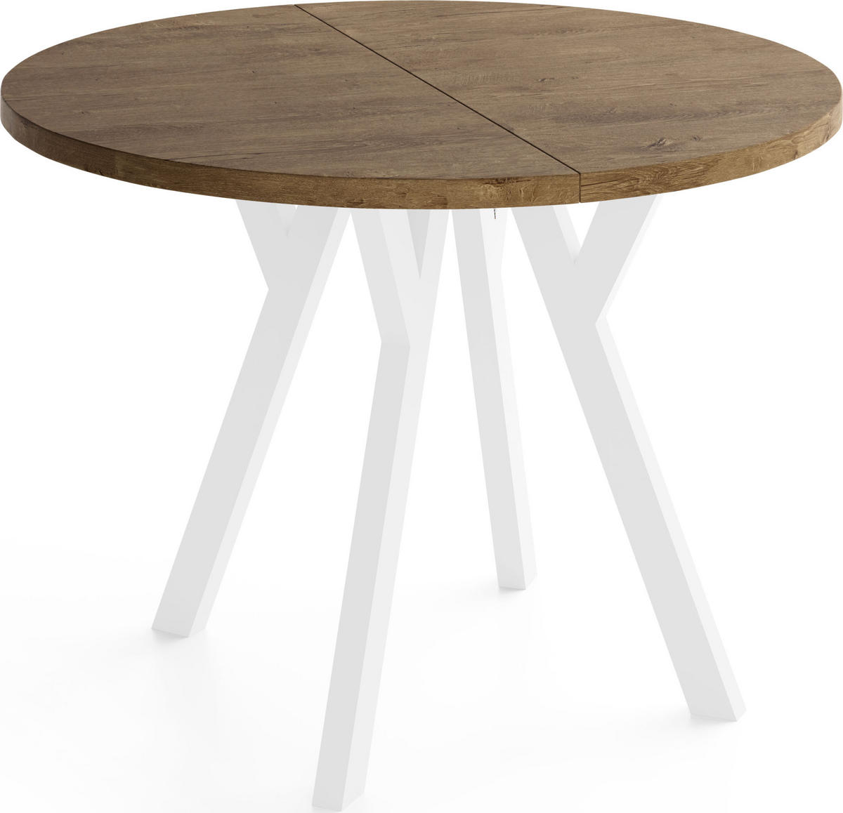 ESSTISCH Vero Weiß rund ausziehbar verlängerbar, Eiche Braun Rustikal 90-190/90/77 cm - Alteiche/Weiß, Holz/Holzwerkstoff (90/90/77cm) - WFL GROUP