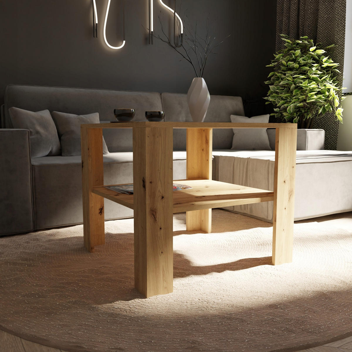 COUCHTISCH HOCH EX3 Artisan Eiche 68/68/60 cm - Eiche Artisan, Holzwerkstoff (68/68/60cm) - Matkam Möbel