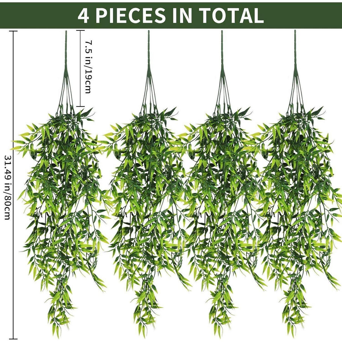 HÄNGEPFLANZE 4-teiliges Set 80 cm - Grün, Kunststoff (2cm)