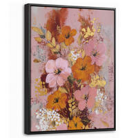 LEINWAND Bilder mit Rahmen - Malerei - Blumen - Rustikal - Rosa - 30x40 - Altrosa, Textil (30/40cm) - MuchoWow