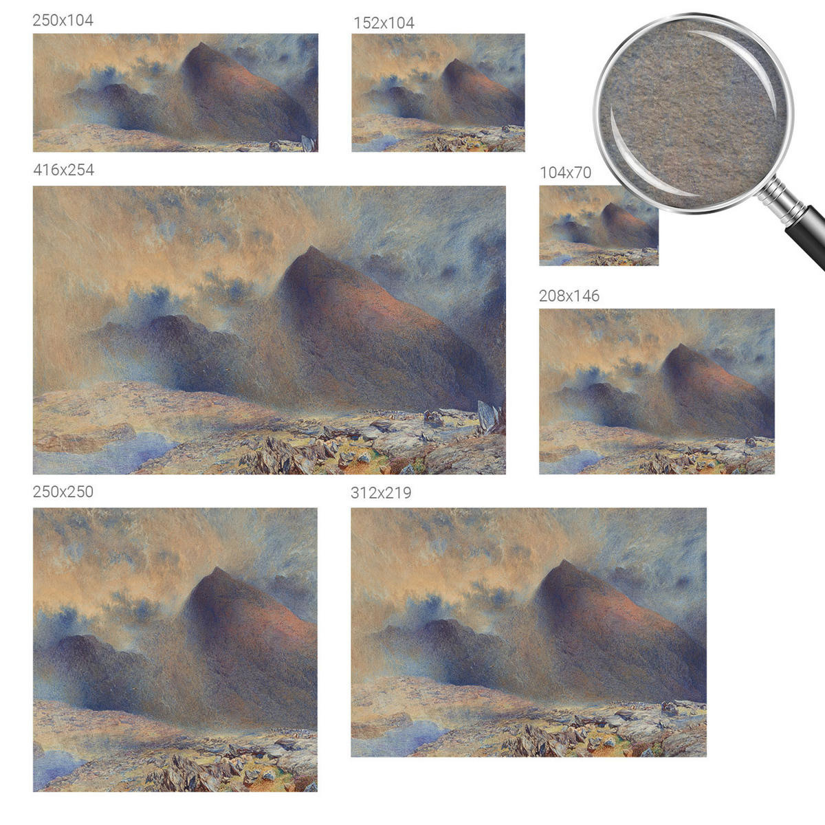 FOTOTAPETE 104x70 cm - Berglandschaft - Schwarz, Textil (104/70cm) - Wallfluent