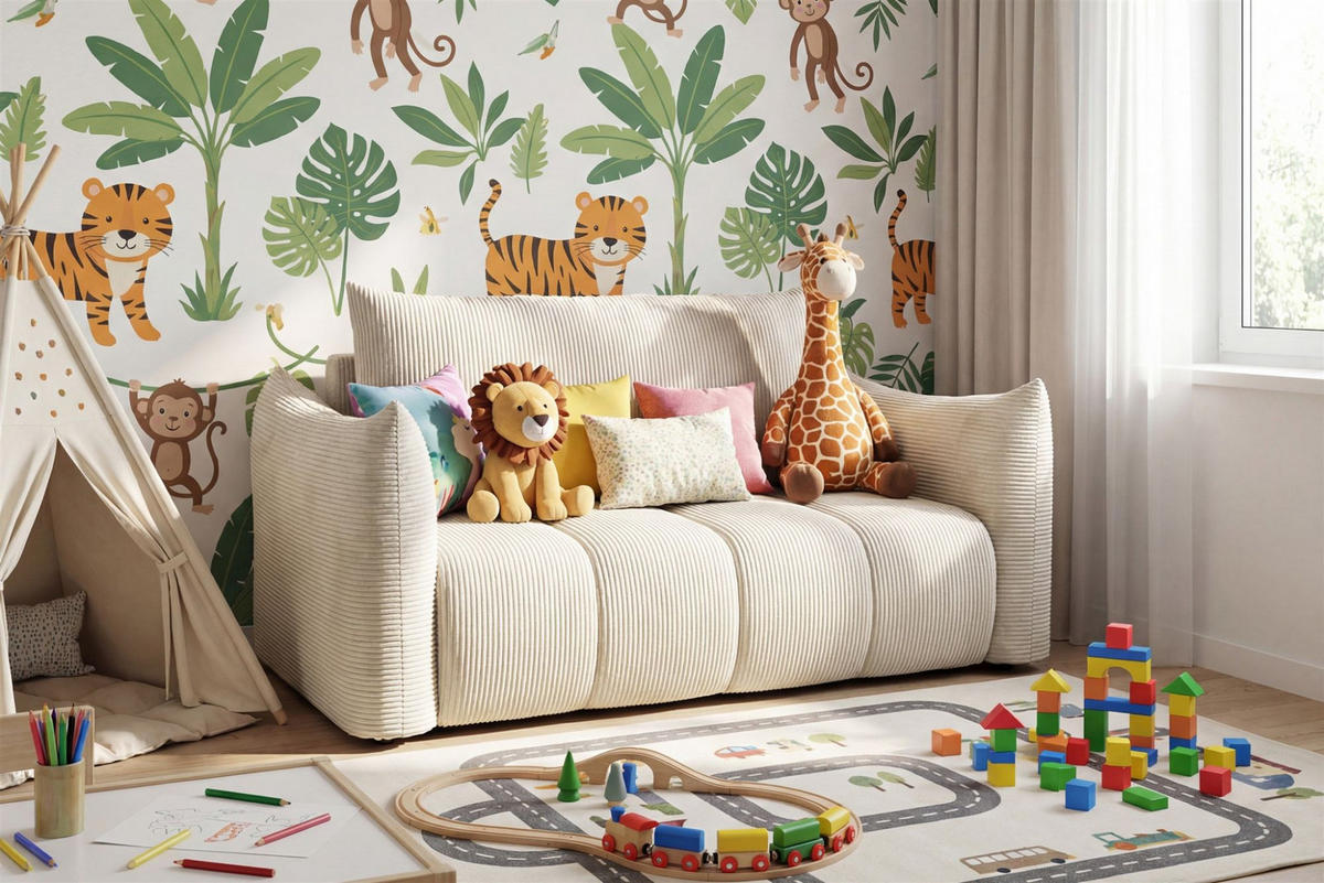 SOFA 2er-sitzer Ontario Mit Liegefunktion - Creme, Holzwerkstoff/Textil (162/86/101cm) - Fun Möbel