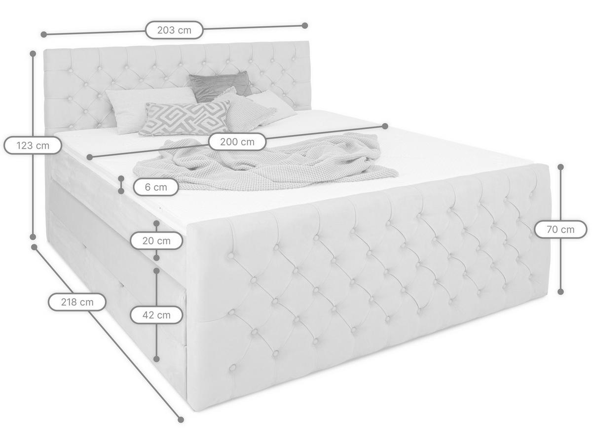 BOXSPRINGBETT Victoria Schwarz 200 /200 cm H2/H3 Samt - Schwarz, Textil (200/200cm) - wonello