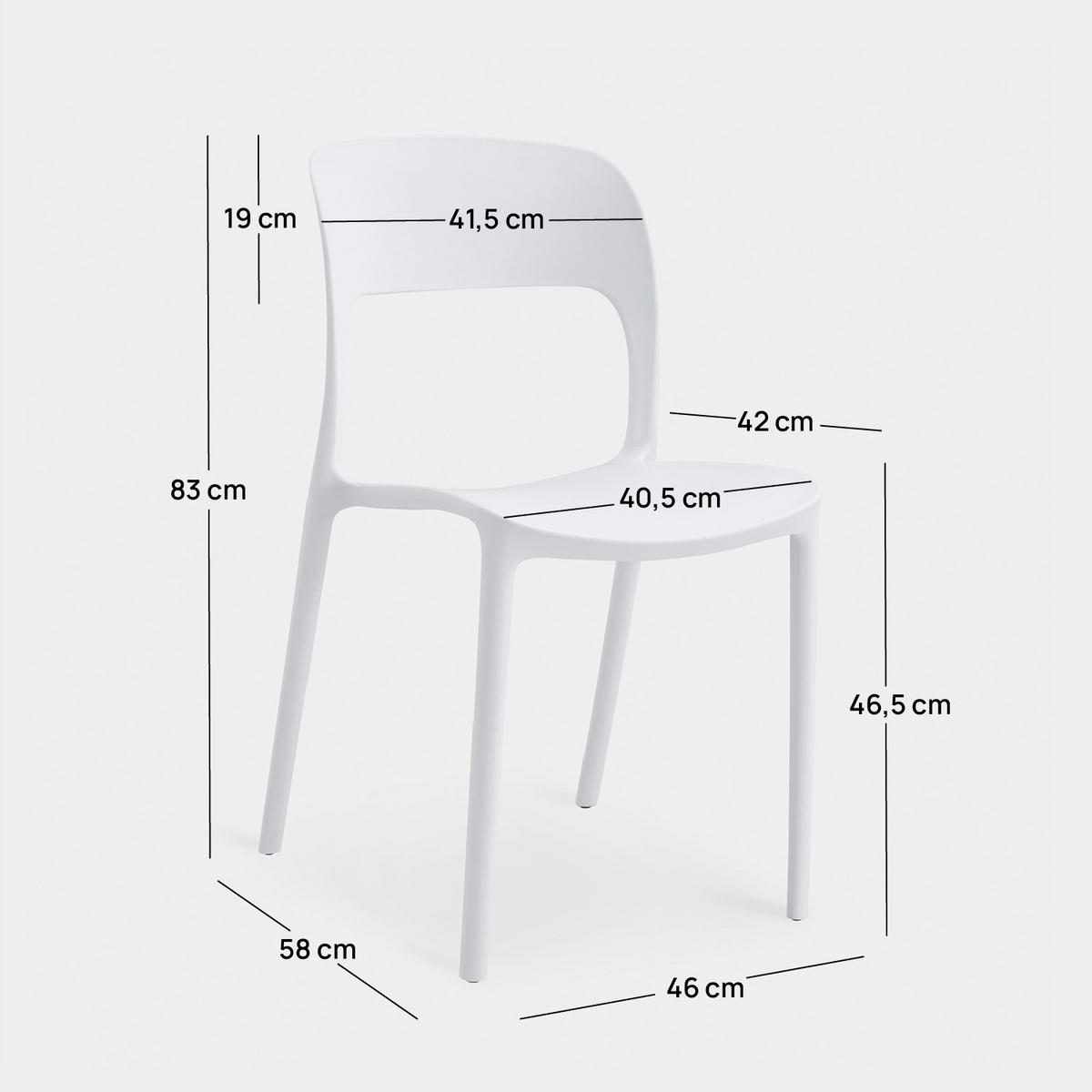 GARTENSTUHL Klint Weiß 46 cm x 83 cm 4er-Set - Weiß, Kunststoff (46/83/58cm) - Klast Home