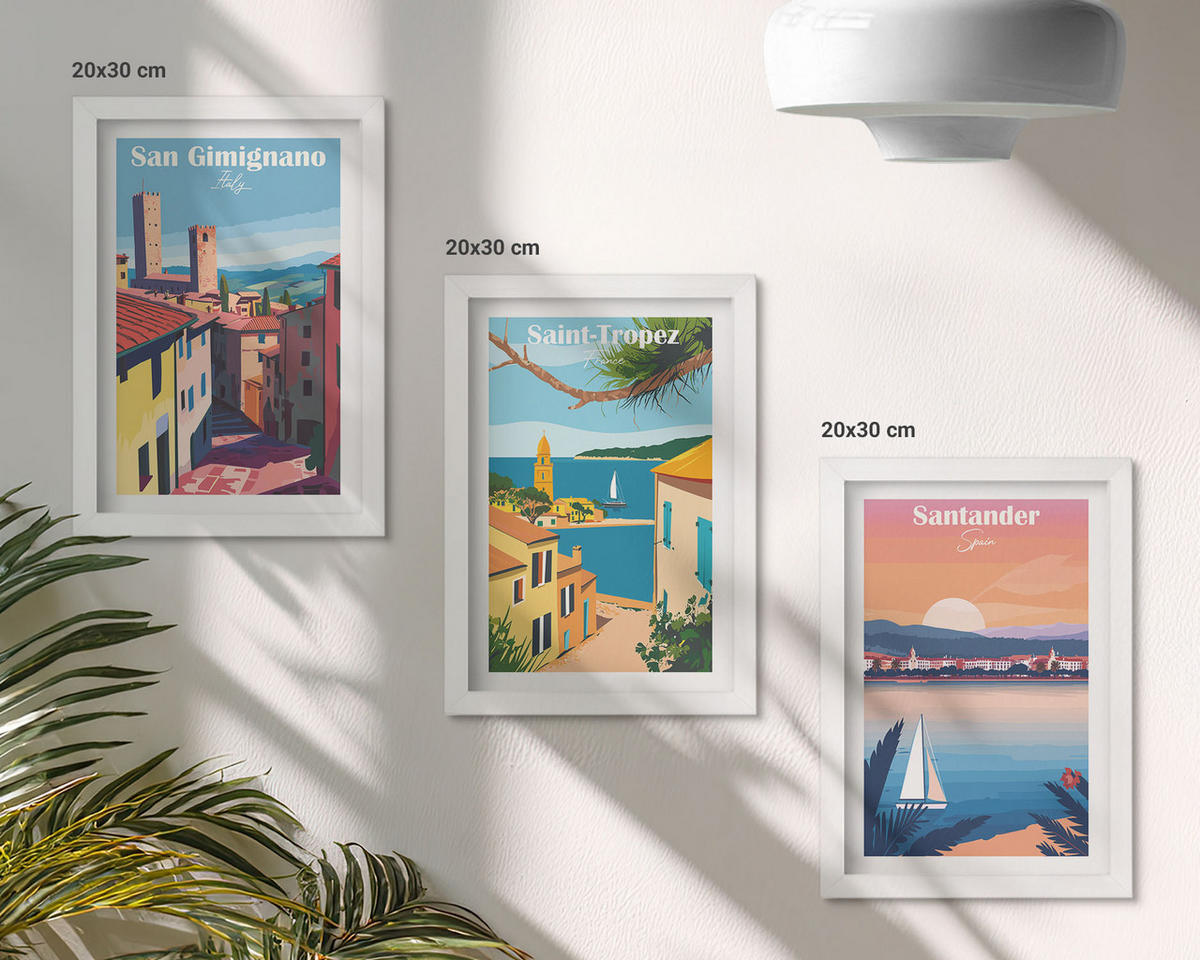 WANDBILDER 3er-Set - 20x30 cm Weißer Rahmen - Italienische Stadtlandschaften - Weiß, Kunststoff (20/30cm) - ArtPrintCave