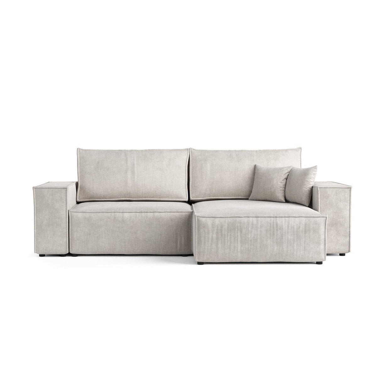 ROHOVÁ SEDAČKA CAVO, textil, Světle béžová - černá/béžová, dřevo/kompozitní dřevo (255/148cm) - AltaBeds