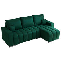 ECKSOFA KIRASSO L Dunkelgrün Velvet - Dunkelgrün/Grau, Textil (245/147cm) - MKS