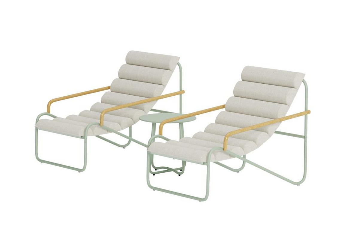 LOUNGE-SET, Ithaka, Grün, Stahl, 45 x 45 x 42 cm, 3-teilig - Grün, Metall - ebuy24