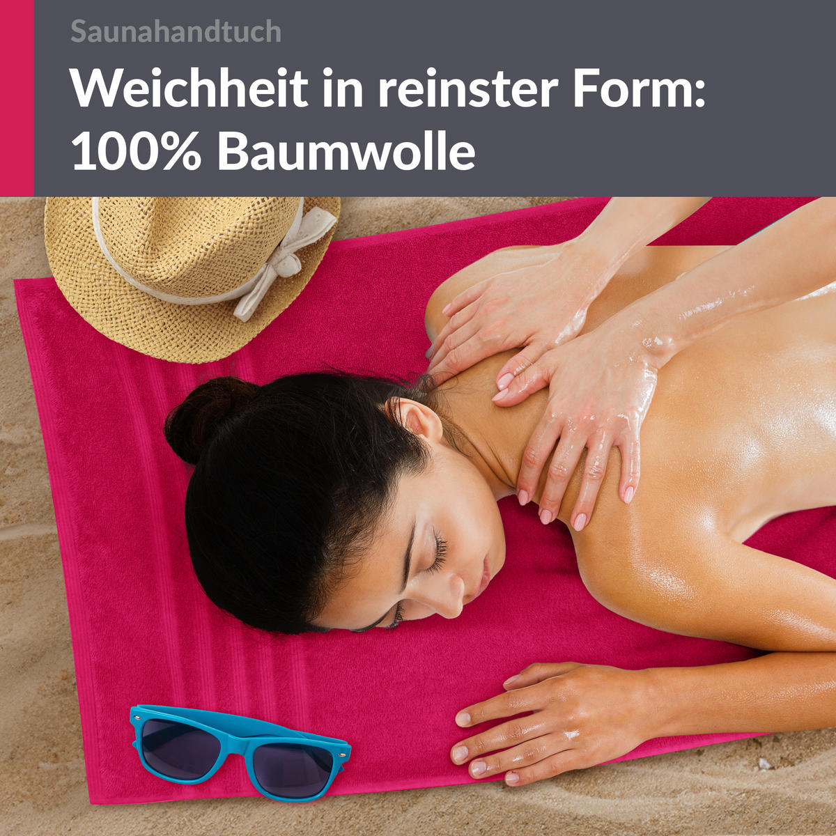 BADETUCH London Rhabarber Rot 100x200 cm - Pink, Textil (100/200cm) - Lashuma