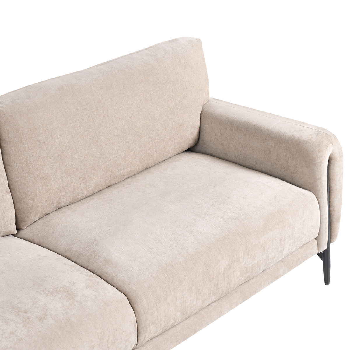 3-SITZER-SOFA Chenillegewebe Beige Skaro - Beige/Schwarz, Textil (214/87/89cm) - Beliani