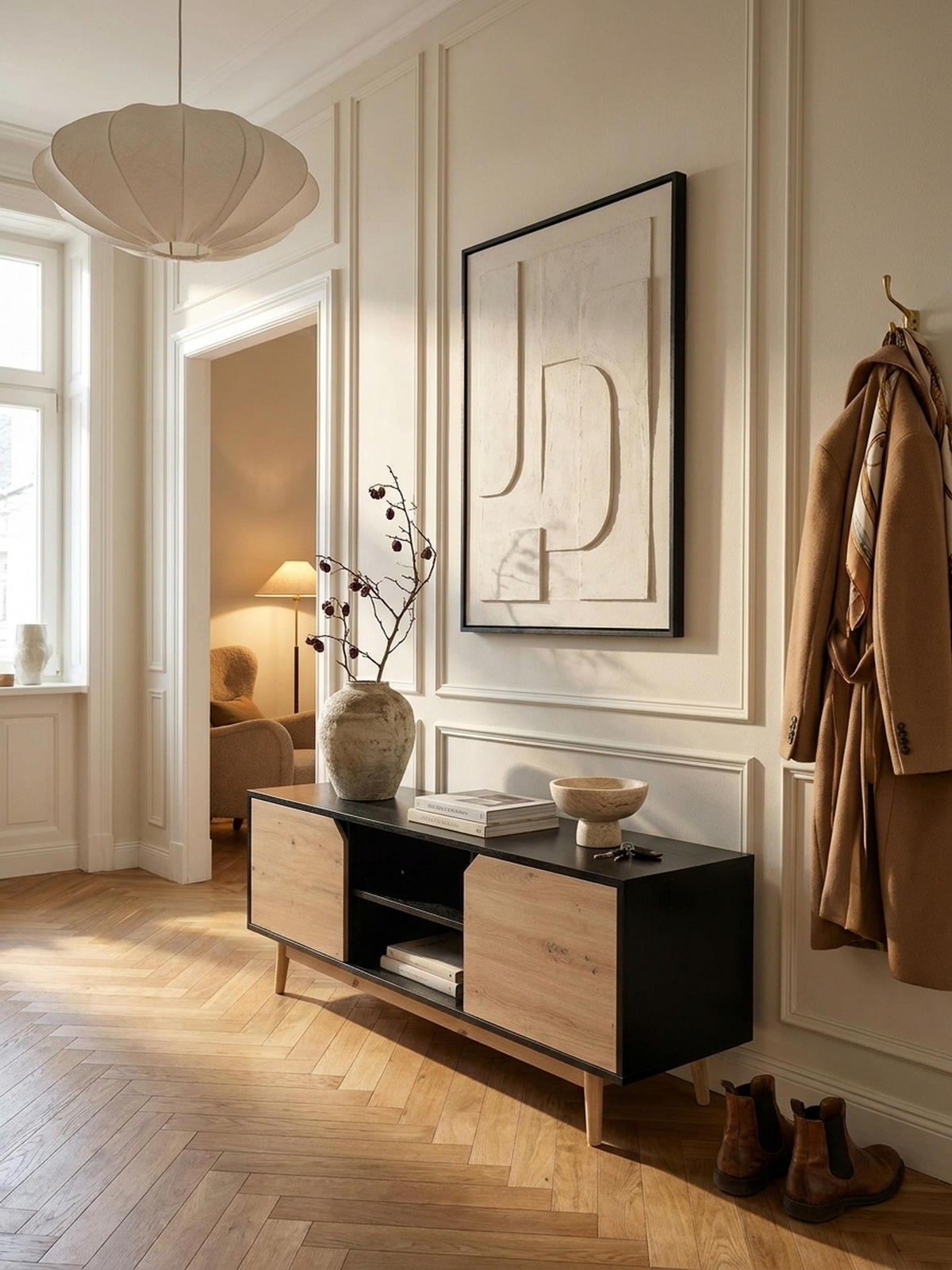 TV-LOWBOARD mit Eiche-Dekor, 2 Türen, modern, Schwarz-Beige 150x40x55 cm - Eichefarben/Schwarz, Holz (150/55/40cm) - KADIMA DESIGN