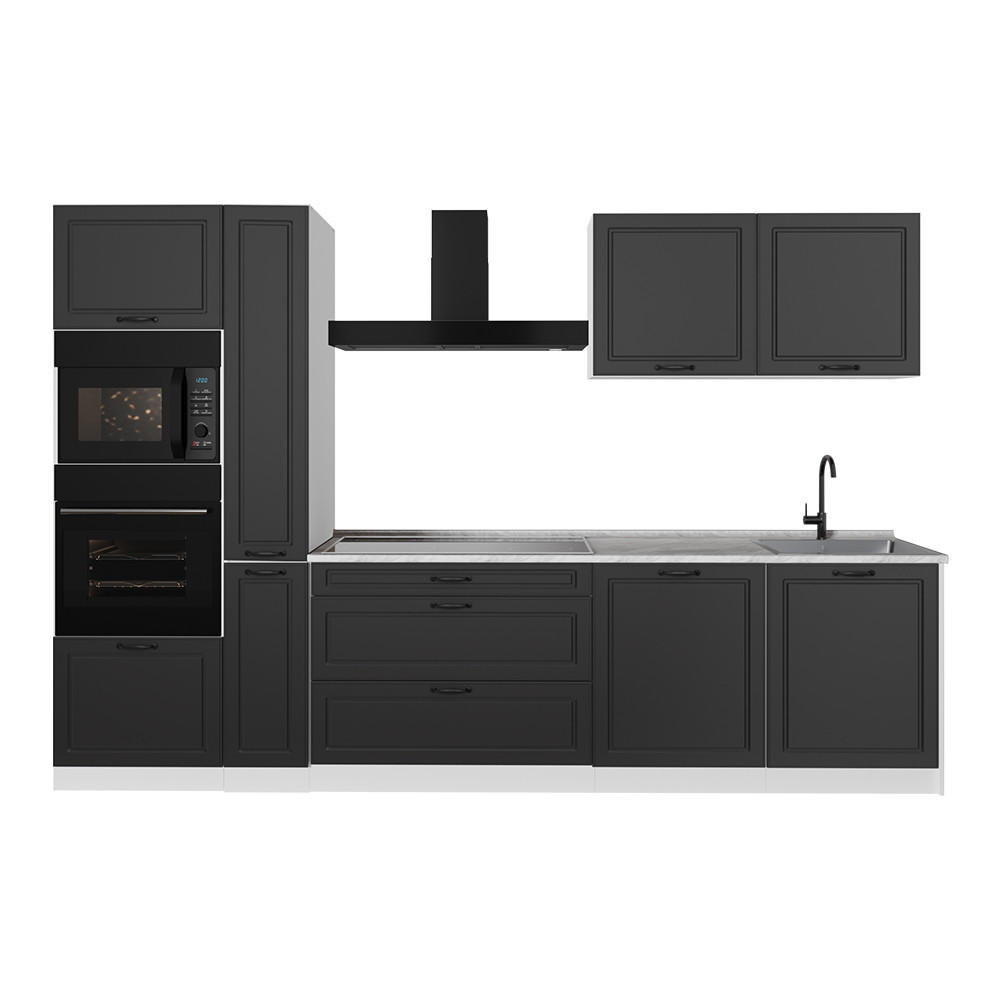 KUCHYNKA R-Line, Antracitový vidiecky dom/biely, 310 cm Marmori työtaso - biela/antracitová, kompozitné drevo (310/206.8/60cm) - Vicco