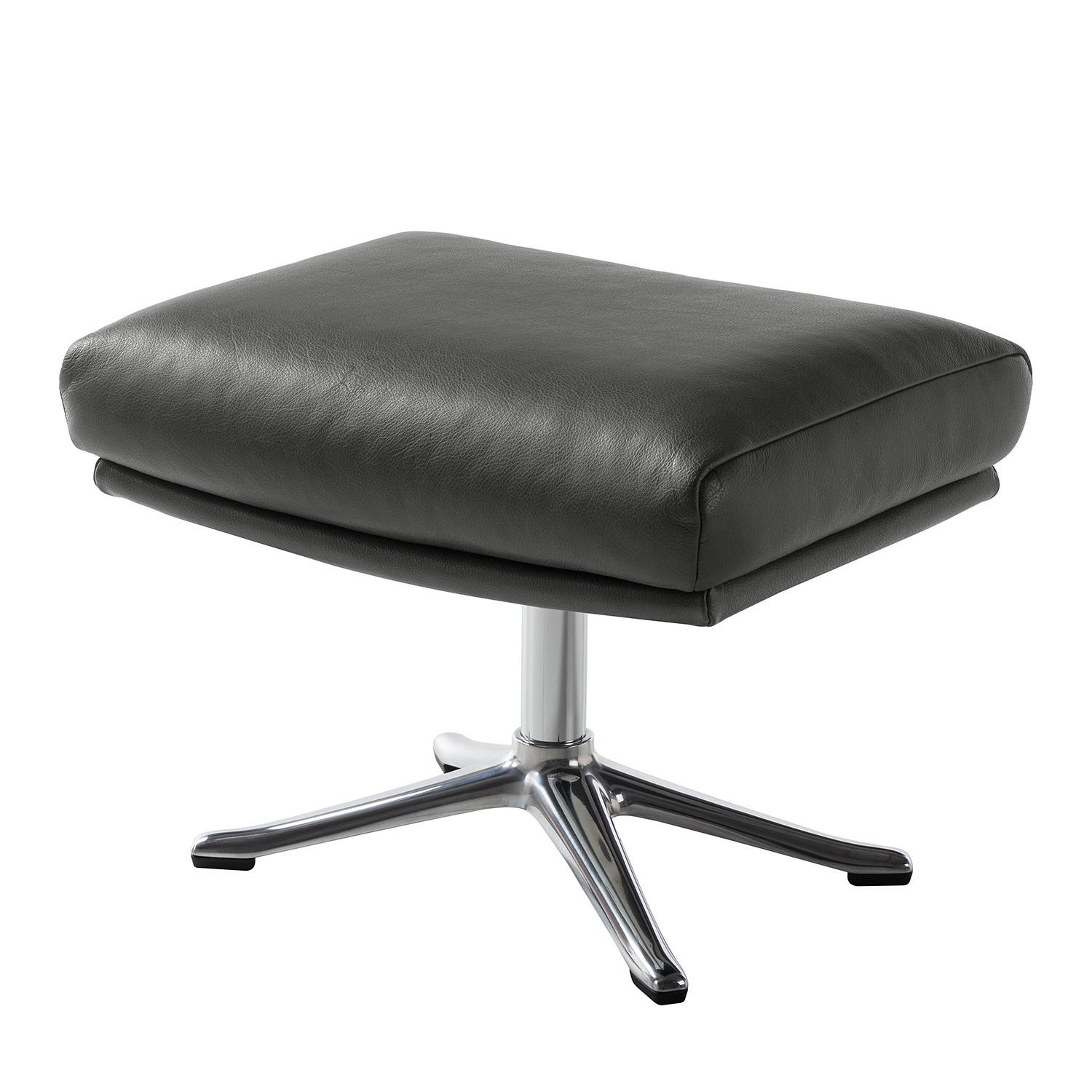 HOCKER mit Kreuzfuß - Chromfarben/Grau, Leder/Metall (54/41/41cm) - home24