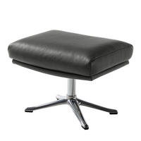 HOCKER mit Kreuzfuß - Chromfarben/Grau, Leder/Metall (54/41/41cm) - home24