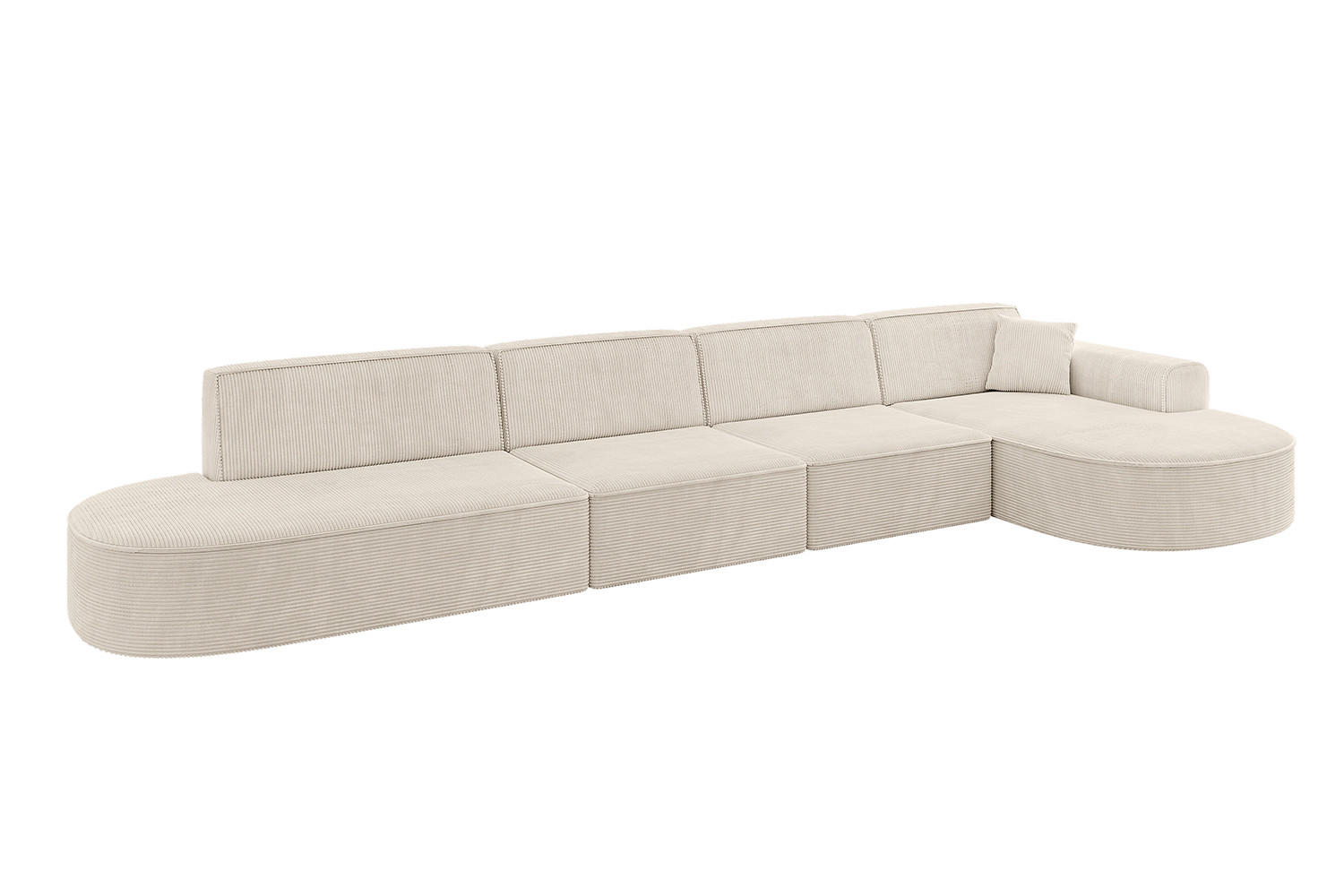 ECKSOFA Ottomane Rechts MARI-L3 - 402x163x73,5 cm Beige Cord - Beige/Schwarz, Holzwerkstoff/Kunststoff (402/163cm) - ALTDECOR