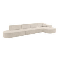 ECKSOFA Ottomane Rechts MARI-L3 - 402x163x73,5 cm Beige Cord - Beige/Schwarz, Holzwerkstoff/Kunststoff (402/163cm) - ALTDECOR