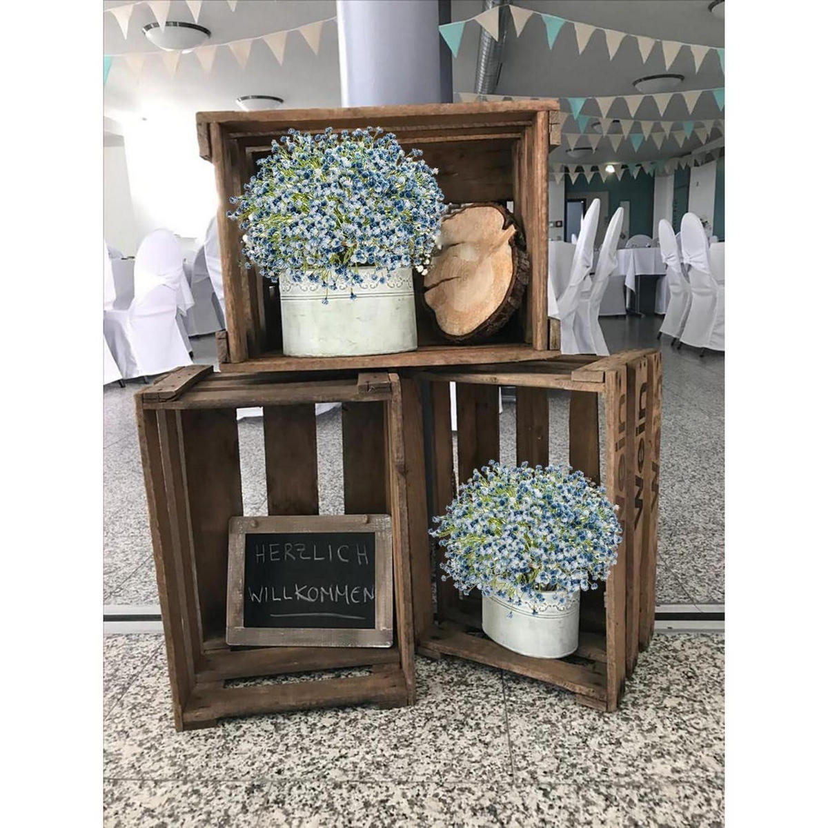 KUNSTBLUMEN Schleierkraut 10 Stück Blau 25 cm - Multicolor, Kunststoff (24cm)