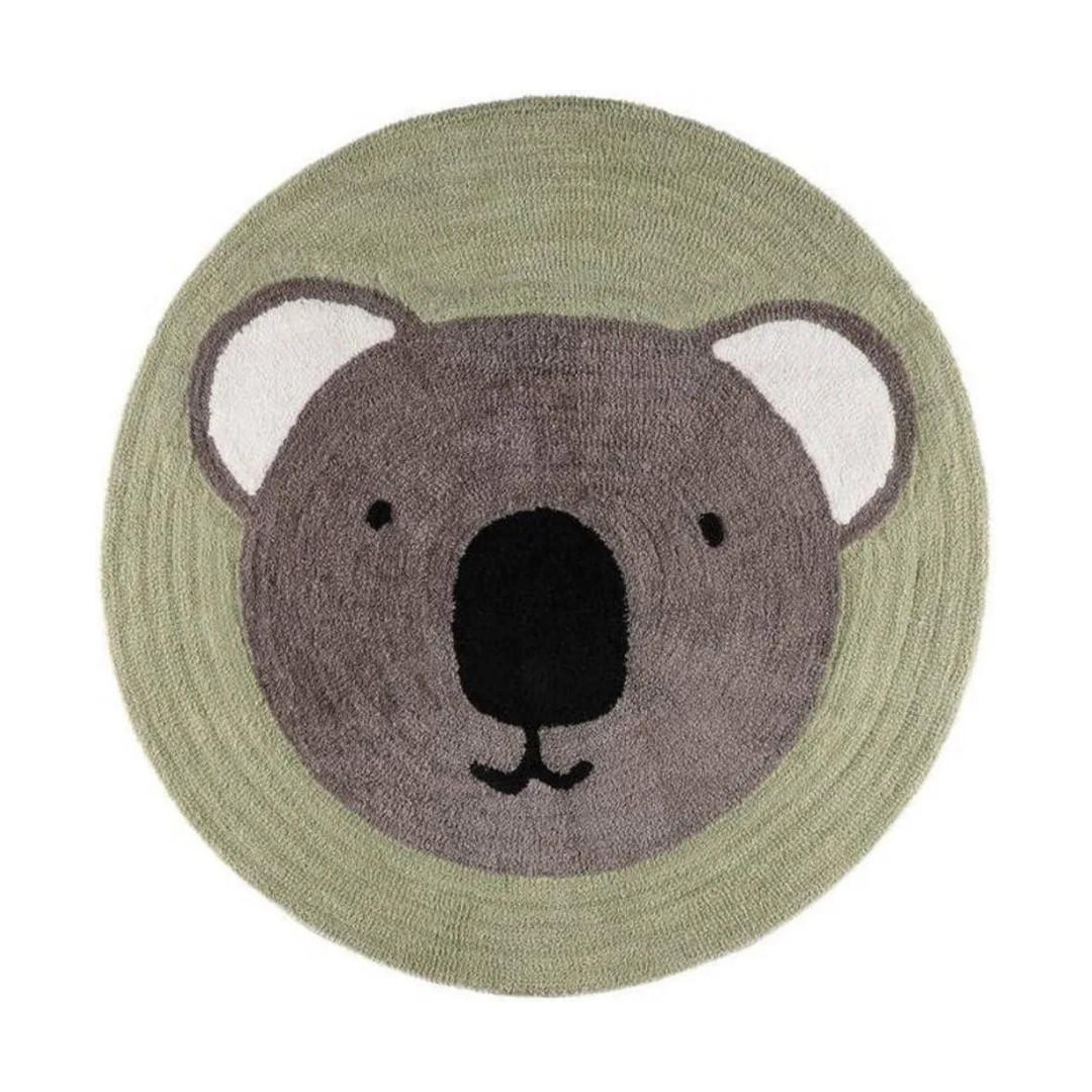 KINDERTEPPICH Koala Rund, Ø100 cm, Grün, Grau, Weich, Waschbar, Spielteppich, Kinderzimmer, Babyzimmer, Rutschfest, Deko, Kuschelig, Tiermotiv - Grün, Textil (100/100cm) - JUNG