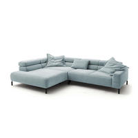 ECKSOFA MIT MOTORISCHEM SITZVORZUG DELIA Hellblau Cord - Schwarz/Hellblau, Textil/Metall (312/219cm) - KAWOLA
