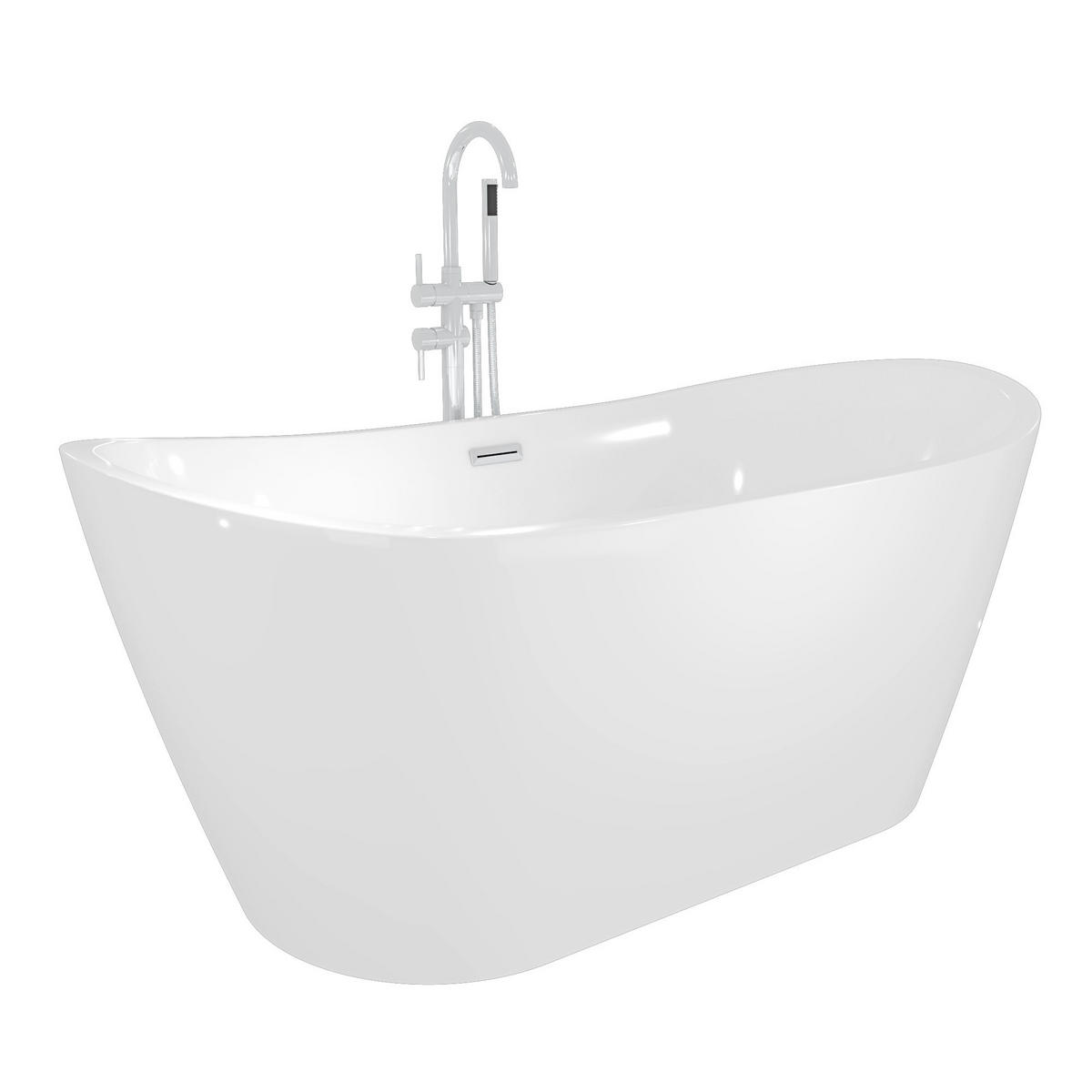 BADEWANNE freistehend F03 Armatur AF04 - Weiß, Glas/Kunststoff (80/72/180cm) - AcquaVapore by Sandra Jentho